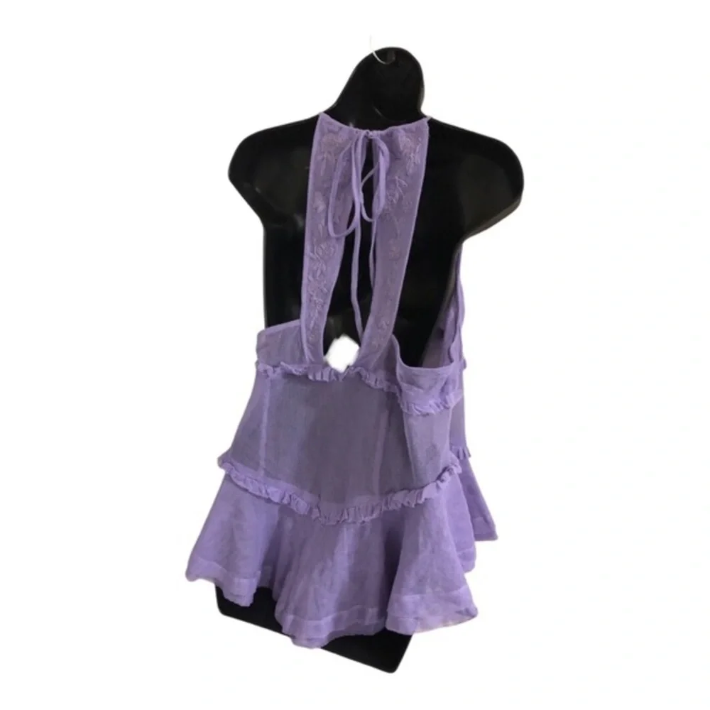 Free People intimately free purple lace mesh embroidered halter dress size Small - Picture 8 of 15